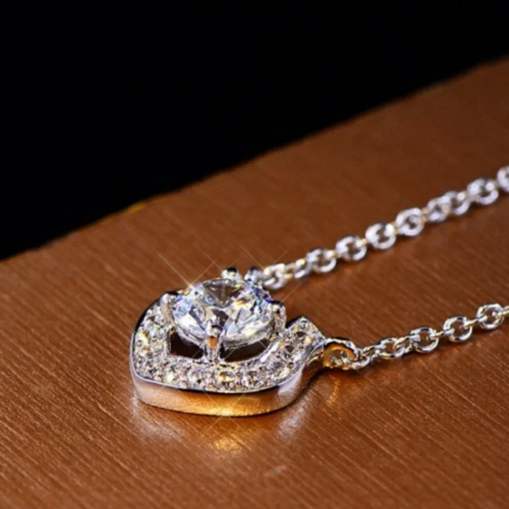 💝"Pave Unique Hollow Pendant Necklace for Women, UNVN12410 - Picture 4 of 4